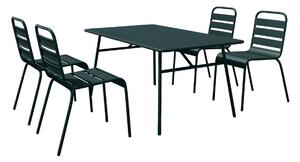Sala da pranzo da giardino un tavolo L.160 cm e 4 sedie impilabili in Metallo Verde abete - MIRMANDE di MYLIA
