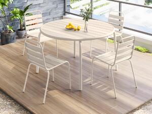 Sala da pranzo da giardino un tavolo D.110 cm e 4 sedie impilabili in Metallo Beige - MIRMANDE di MYLIA