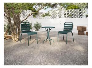 Sala da pranzo da giardino un tavolo D.60 cm e 2 sedie impilabili in Metallo Verde abete - MIRMANDE di MYLIA
