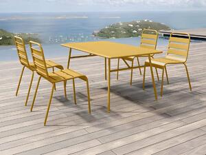 Sala da pranzo da giardino un tavolo L.160 cm e 4 sedie impilabili Metallo Giallo senape - MIRMANDE di MYLIA