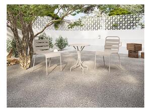 Sala da pranzo da giardino un tavolo D.60 cm e 2 sedie impilabili in Metallo Beige - MIRMANDE di MYLIA