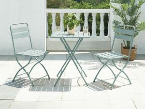 Sala da pranzo giardino 1 tavolo L.60cm e 2 sedie pieghevoli Metallo Verde acqua - MIRMANDE di MYLIA