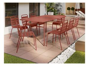 Sala da pranzo da giardino in metallo - un tavolo L.200 cm e 8 sedie impilabili - Terracotta - MIRMANDE di MYLIA