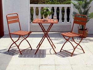 Sala da pranzo giardino 1 tavolo L.60cm e 2 sedie pieghevoli Metallo Terracotta - MIRMANDE di MYLIA