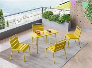 Sala da pranzo giardino per bambini un tavolo e 4 sedie impilabili Metallo Giallo senape - POPAYAN di MYLIA