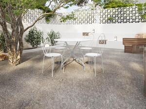 Sala da pranzo da giardino in metallo effetto ferro battuto: un tavolo D.120 cm e 4 sedie impilabili - Bianco - GUERMANTES di MYLIA