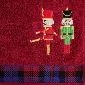Asciugamano natalizio in cotone rosso con soldatini in latta Larghezza: 70 cm | Lunghezza: 140 cm