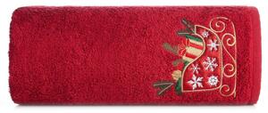 Asciugamano in cotone rosso con slitta natalizia Larghezza: 70 cm | Lunghezza: 140 cm