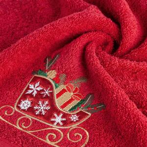 Asciugamano in cotone rosso con slitta natalizia Larghezza: 70 cm | Lunghezza: 140 cm