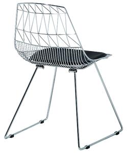 Set di 2 sedie da pranzo Struttura in metallo argento Seduta in ecopelle nera Schienale geometrico Design industriale moderno Beliani