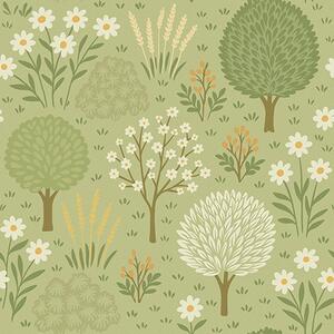 Carta da parati Piccolo frutteto nel prato, Parati fiori e piante classici, a00586 : Uwalls.it