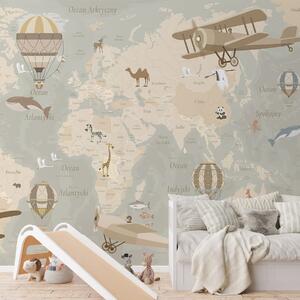 Carta da parati Voli in polacco — beige, Carta da parati Mappa del Mondo, c00003pl : Uwalls.it