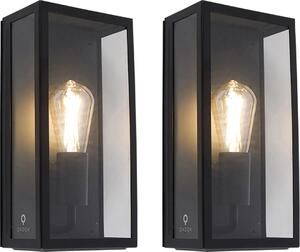 Set di 2 applique da esterno nero IP44 con vetro Rotterdam