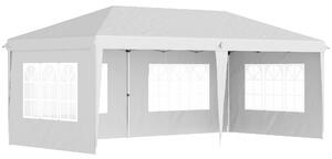 Outsunny Gazebo da esterno bianco con Finestre Regolabile in Altezza e tende Removibili 585x295x270 cm