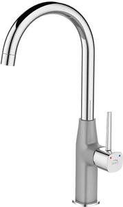 Miscelatore per lavello verticale di design con bocca a U grigio