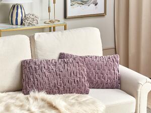 Cuscino decorativo in velluto e cotone viola 30 x 50 cm stile tradizionale e moderno Beliani