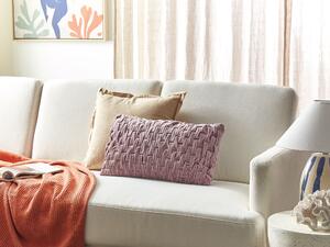 Set di 2 cuscini decorativi in velluto e cotone viola 30 x 50 cm stile tradizionale e moderno Beliani