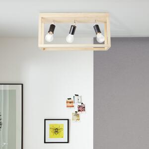 BRILLIANT NEREA Lampada da soffitto a 3 luci in stile naturale | lampada da soffitto decorativa | - Prodotto in Europa | In legno/metallo, in rovere oliato | 25x52cm
