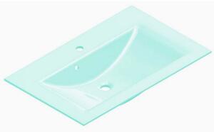 Lavabo in vetro FACKELMANN / Lavabo in vetro / Dimensioni (L x A x P): circa 80 x 14,5 x 50 cm / Lavabo da incasso / Lavabo di alta qualità per bagno e WC / Colore: verde menta / Larghezza: 80 cm