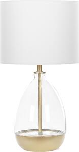 BELIANI Lampada da tavolo in vetro dorato e metallo 64 cm paralume in tessuto cavo bianco con interruttore in stile moderno