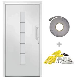 Porta d'Ingresso in Alluminio e PVC Bianco 100x210 cm
