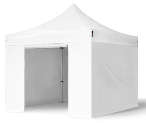TOOLPORT 3x3m gazebo pieghevole PES con laterali, PROFESSIONAL alluminio, bianco