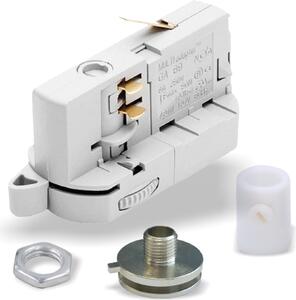 Adattatore multiplo per faretti a binario trifase incl. nipplo in alluminio, dado e dispositivo antistrappo | Bianco