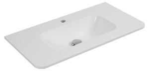 Lavabo da incasso LINEA, 100 cm, resina minerale, bianco lucido, dimensioni 100,7 x 44,4 x 15,2 cm