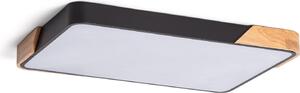 Plafoniera a LED da 30 W, rettangolare, in legno e alluminio, 625 x 425 mm, CCT selezionabile, Semi-Dari, nero