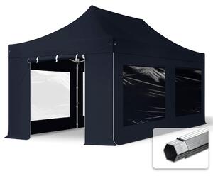 TOOLPORT 3x6m gazebo pieghevole PVC con laterali (panoramiche), PROFESSIONAL alluminio, nero