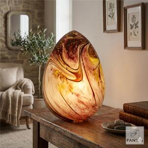 LAMPADA VETRO SFERA In Vetro a Uovo MARMOREO CM. �21xh 29 cm con filo colore Marmoreo in scatola regalo