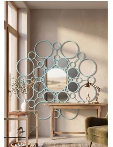 Specchio da muro designer Marta Laudani FLORET � cerchi concentrici in ferro verniciato Diametro 62 cm peso 5 kg colore pastel torquoise
