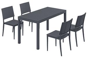 Outsunny Set Mobili da Giardino 5 pezzi, Tavolo Lungo con 4 Sedie Impilabili, Design a Lamelle, per 4 Persone, Grigio Scuro | Aosom Italy