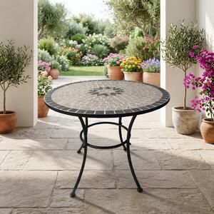 LIF OUTLET - Tavolo da Giardino Rotondo in Metallo con Decoro Dimensioni 60x70 cm colore Nero - Aurora