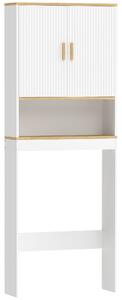 HOMCOM Scaffale da Bagno sopra il WC a 3 Livelli con Ripiano Aperto, 2 Ante e Ripiano Regolabile, 64x20x170,5 cm, Bianco | Aosom Italy