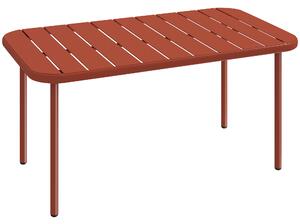 Outsunny Tavolino da Giardino in Acciaio Zincato con Piano a Doghe, Tavolino Rettangolare dagli Angoli Arrotondati, 90x50x43 cm, Rosso | Aosom Italy