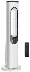 HOMCOM Ventilatore a Torre senza Pale con Luci LED, Telecomando, 3 Melocità, 3 Modalità e Timer 15h, Oscillazione 50°, Bianco | Aosom Italy