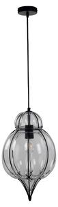 Lampada a sospensione, vetro trasparente, nero, P 28 cm