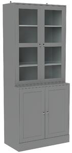 HOMCOM Libreria Vetrina, Mobile Contenitore a 6 Livelli con 4 Ante di cui 2 in Vetro Temperato e Ripiani Regolabili, Bianco | Aosom Italy