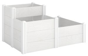 Outsunny Letto Rialzato a 3 Livelli Impilabile da Giardino con Fondo Aperto, Aiuola Modulare per Erbe, in Plastica, Bianco | Aosom Italy