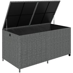 Outsunny Cassapanca da Esterno 650L Impermeabile e Resistente ai Raggi UV, con Coperchio e Ruote, in Rattan, 15x75x74 cm, Grigio Scuro | Aosom Italy