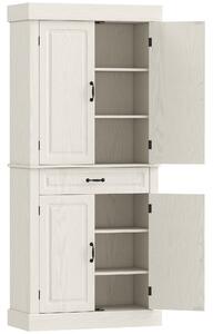 HOMCOM Credenza per Cucina con 2 Armadietti e Cassetto in Stile Coloniale, 80x35x180cm Bianco|Aosom