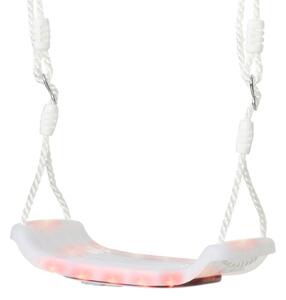 Outsunny Altalena per Bambini 9-36 Mesi, Sicura in PP e PE, Corda Regolabile, Luci LED per Giochi Notturni, 39x16.5x120-180 cm, Bianco|Aosom
