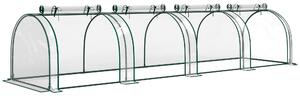 Outsunny Serra a Tunnel in Acciaio con 4 Porte a Cernierae, PVC Impermeabile e Anti UV, 395x100x80 cm, Verde scuro | Aosom Italy