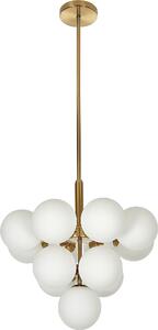 BELIANI Lampada a sospensione in metallo ottone 100 cm 13 apparecchi paralume in vetro bianco stile glamour