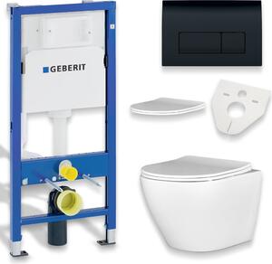 SET WC: elemento pre-murale Duofix + WC Slim Soft-Close Desna White + tappetino fonoassorbente + piastra di risciacquo nera
