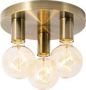 QAZQA - Lampada da soffitto moderna I Lampada da soffitto I Lampada I Lampada rotonda in bronzo - FacilI a 3 luci I Soggiorno I Camera da letto - Acciaio rotondo - Adatta a LED E27