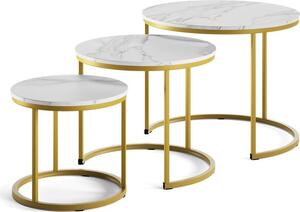 Tavolino da divano Vicco Montreal Bianco/Oro 55 x 55 cm 3 parti, Model 57935