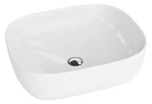 LAVITA Lavabo da appoggio Giro | Lavabo da appoggio rettangolare | Lavabo senza troppopieno e foro per rubinetto | In porcellana di alta qualità | Lavabo | 49x39,5x15 cm | Bianco lucido
