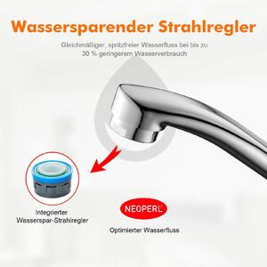 Rubinetto da cucina Ibergrif, miscelatore monocomando con cartuccia in Vetroceramica e braccio girevole a 360°, montaggio rapido, lunghezza 40 cm